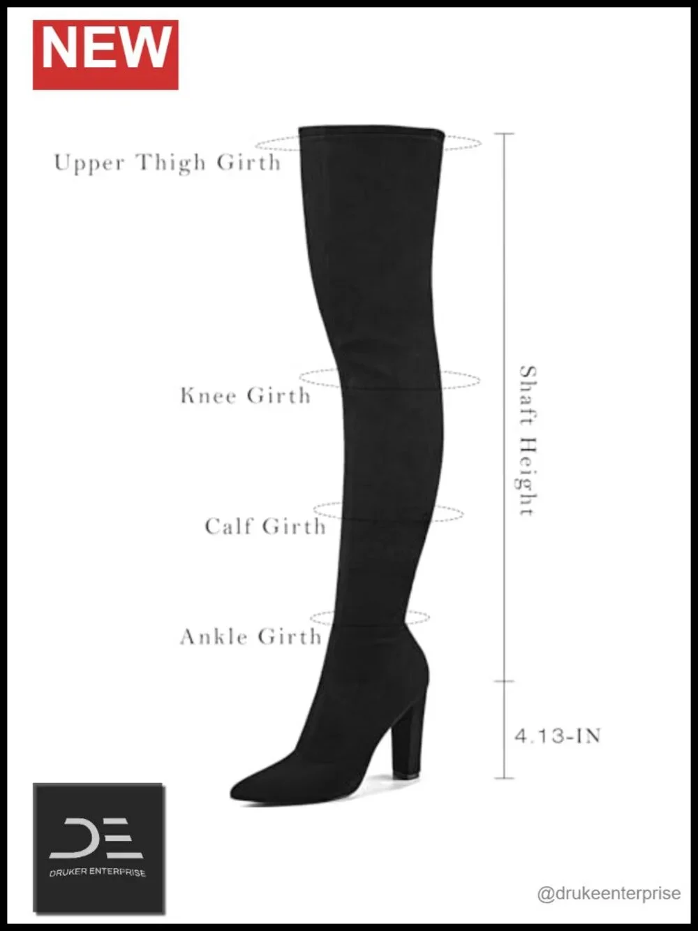 Women's Stretch Suede Over the Knee Boots Chunky Heel 4.13IN Fall Winter